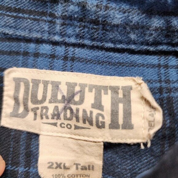 Duluth Free Swingin Relaxed Plaid Gray Brown Button Down Flannel Shirt Mens 2XLT - Picture 7 of 12